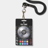 DJ Turntable Abzeichen Ausweis (Vorderseite mit Schlüsselband)