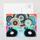 DJ Turntable Circles Postkarte (Vorne/Hinten)