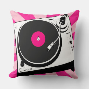 Dj Turntable Disc Jockey Werfer Kissen pink