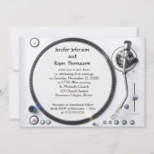 DJ Turntable Foto Hochzeit Einladung (Rückseite)