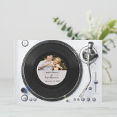 DJ Turntable Foto Hochzeit Einladung (Stehend Vorderseite)