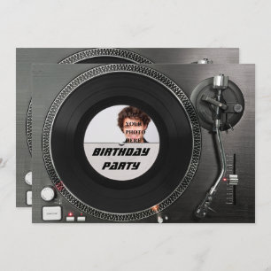 DJ Turntable Foto zum Geburtstag Einladung