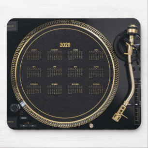DJ-Turntable mit Kalender 2020 Mousepad