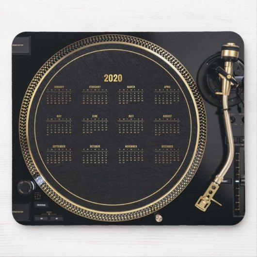DJ-Turntable mit Kalender 2020 Mousepad (Vorne)