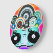 DJ Turntable mit Vinyl - Pop Art Große Wanduhr (Winkel)