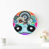 DJ Turntable mit Vinyl - Pop Art Große Wanduhr (Zuhause)