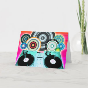 DJ Turntable mit Vinyl - Pop Art Karte