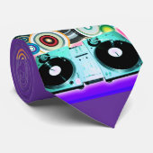 DJ-Turntable mit Vinyl - Pop Art Krawatte (Gerollt)