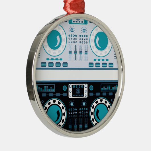 DJ-Turntable-Vektor Silbernes Ornament (Rechts)