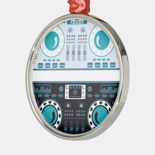 DJ-Turntable-Vektor Silbernes Ornament (Links)