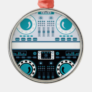 DJ-Turntable-Vektor Silbernes Ornament