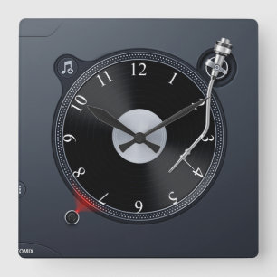 DJ-Turntable Wand-Uhr Quadratische Wanduhr