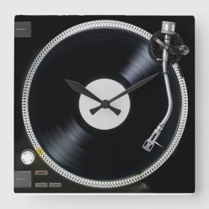 DJ-Turntable Wand-Uhr Quadratische Wanduhr