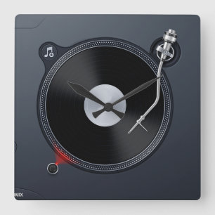 DJ-Turntable Wand-Uhr Quadratische Wanduhr