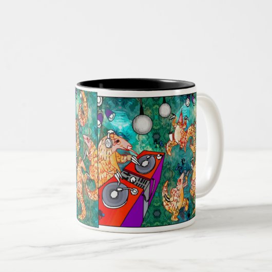 DJ Turntablist Pangolin Zweifarbige Tasse (VorderseiteRechts)
