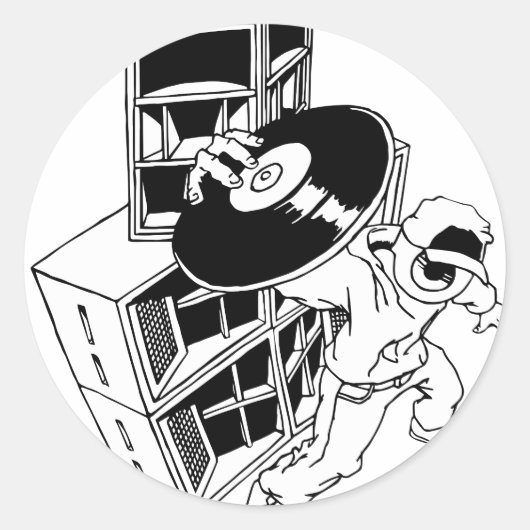 DJ und Lautsprecher Runder Aufkleber (Vorderseite)