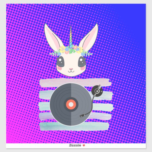 DJ Unicorn – Magical Party Vibes Design Aufkleber (Blatt)