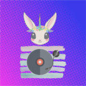 DJ Unicorn – Magical Party Vibes Design Aufkleber (Vorderseite)