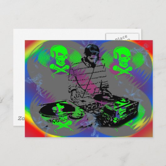 DJ Vinal Spinner Postkarte (Vorne/Hinten)