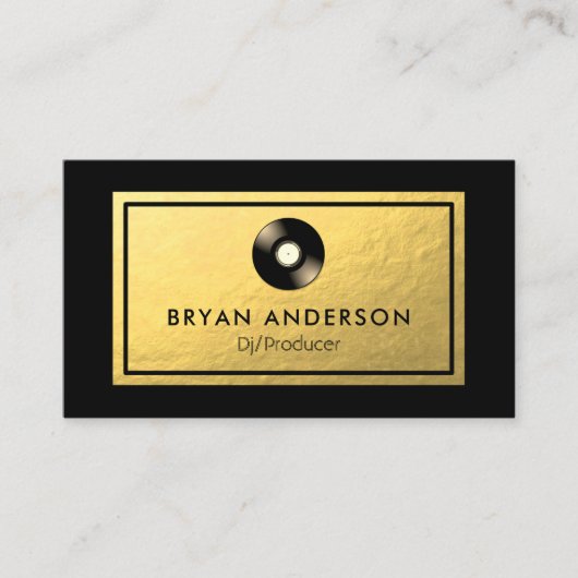 DJ Vinyl Record - Imitate Gold Foil Business Card Visitenkarte (Vorderseite)