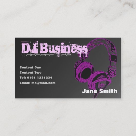 DJ-Visitenkarte [Rosa] - kundengerecht Visitenkarte (Vorderseite)