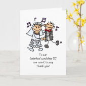 DJ Wedding Reception Danke mit Strichmännchen Karte (Gelbe Blume)