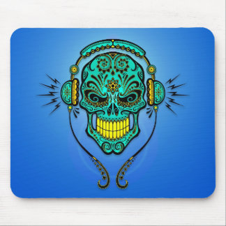 DJ-Zuckerschädel - Blau und Gelb Mousepad
