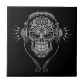 DJ-Zuckerschädel, dunkel Fliese (Vorderseite)