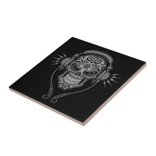 DJ-Zuckerschädel, dunkel Fliese (Seite)