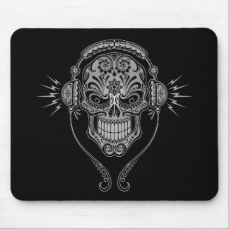 DJ-Zuckerschädel - Schwarzes Mousepad
