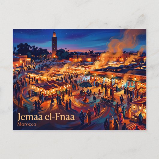Djemaa el-Fnaa Marokko Postkarte (Vorderseite)