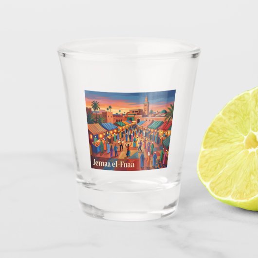 Djemaa el-Fnaa Marokko Schnapsglas (Vorderseite)