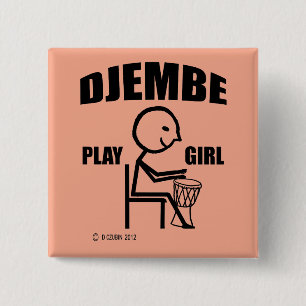 Djembe Play Girl Button