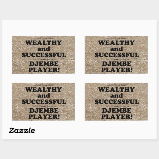 Djembe Reich & erfolgreich rechteckige Aufkleber (Blatt)