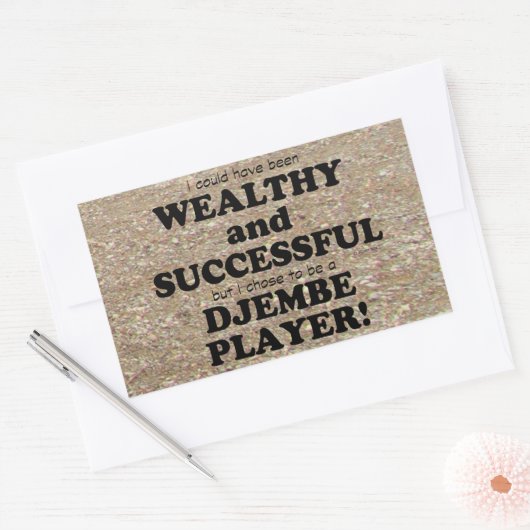 Djembe Reich & erfolgreich rechteckige Aufkleber (Umschlag)