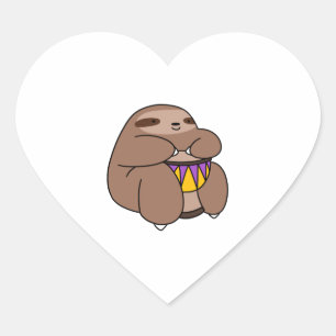 Djembe Sloth Herz-Aufkleber