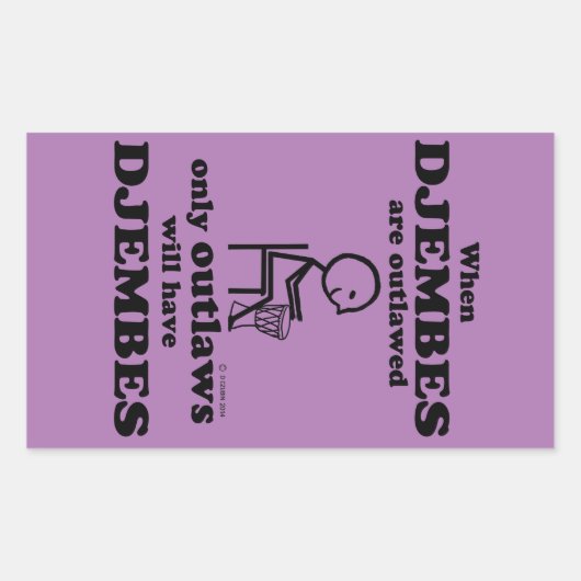 Djembes verbotene rechteckige Aufkleber (Vorderseite)