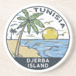 Djerba Tunesien Vintages Emblem Getränkeuntersetzer<br><div class="desc">Djerba Vektorgrafik Design. Djerba,  eine Insel vor der Küste Tunesiens,  ist bekannt für seine mediterranen Strände.</div>
