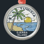Djerba Tunesien Vintages Emblem Ornament Aus Metall<br><div class="desc">Djerba Vektorgrafik Design. Djerba,  eine Insel vor der Küste Tunesiens,  ist bekannt für seine mediterranen Strände.</div>