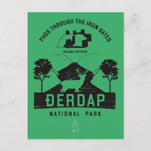 Djerdap Nationalpark Eiserne Gates Schwarzes Desig Postkarte (Vorderseite)