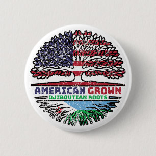 Djibouti Djiboutian American USA Tree Roots Flag Button