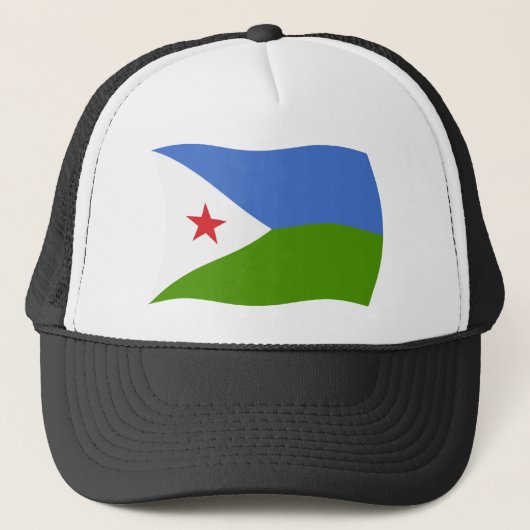 Djibouti Flag Hat Truckerkappe (Vorderseite)
