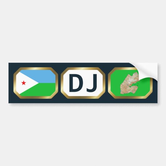 Djibouti Flag Map Code Autoaufkleber (Vorne)