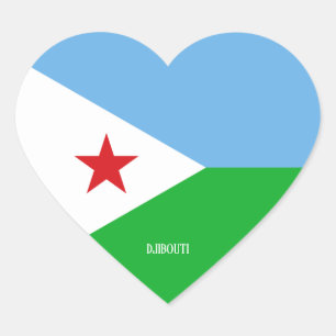 Djibouti Flag Splendid Patriotic Herz-Aufkleber