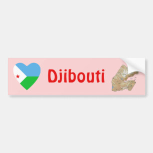 Djibouti-Flagge Herz + Karte Autoaufkleber