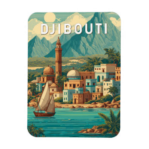 Djibouti Illustration Reise Kunst Vintage Magnet