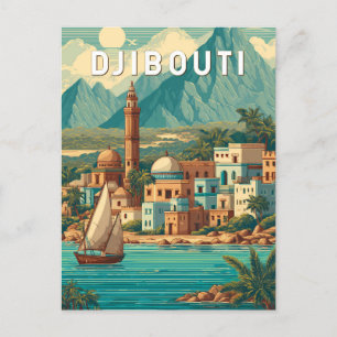 Djibouti Illustration Reise Kunst Vintage Postkarte