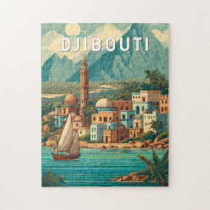 Djibouti Illustration Reise Kunst Vintage Puzzle
