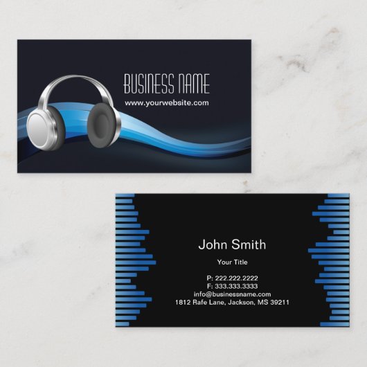 DJs Cool Music Waves und Headphone Visitenkarte (Vorne/Hinten)