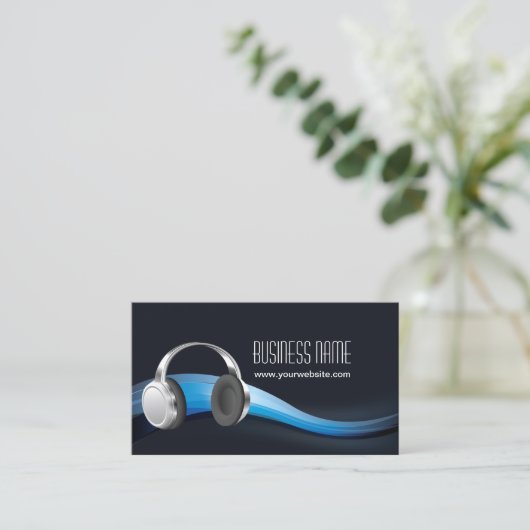 DJs Cool Music Waves und Headphone Visitenkarte (Stehend Vorderseite)